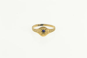 10K Victorian Sim. Sapphire Ornate Child's Baby Ring Yellow Gold