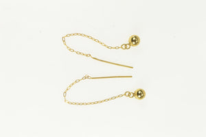 10K Round Ball Dangle Chain Through Ear Earrings Yellow Gold