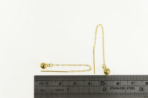 10K Round Ball Dangle Chain Through Ear Earrings Yellow Gold