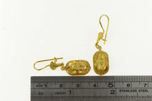 Load image into Gallery viewer, 18K Ancient Egyptian Scarab Beetle Symbol Dangle Earrings Yellow Gold