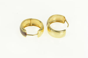 14K Cheetah Leopard Print 21mm Vintage Hoop Earrings Yellow Gold