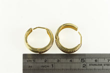 Load image into Gallery viewer, 14K Cheetah Leopard Print 21mm Vintage Hoop Earrings Yellow Gold