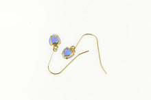 Load image into Gallery viewer, 14K Heart Sim. Opal Valentine Dangle Hook Back Earrings Yellow Gold