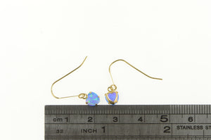 14K Heart Sim. Opal Valentine Dangle Hook Back Earrings Yellow Gold