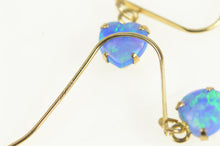 Load image into Gallery viewer, 14K Heart Sim. Opal Valentine Dangle Hook Back Earrings Yellow Gold