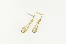 Load image into Gallery viewer, 10K Pearl Tear Drop Cage Vintage Dangle Earrings Yellow Gold