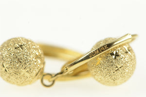 14K Textured Sparkle Ball Dangle Vintage Lever Back Earrings Yellow Gold