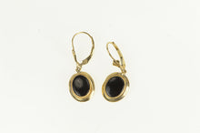 Load image into Gallery viewer, 14K Oval Black Onyx Dangle Lever Back Earrings Yellow Gold