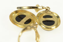 Load image into Gallery viewer, 14K Oval Black Onyx Dangle Lever Back Earrings Yellow Gold