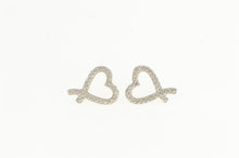 Load image into Gallery viewer, 10K Diamond Inset Criss Cross Heart Love Stud Earrings Yellow Gold