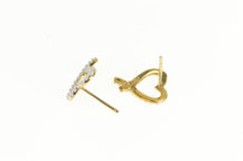 Load image into Gallery viewer, 10K Diamond Inset Criss Cross Heart Love Stud Earrings Yellow Gold