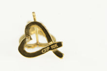 Load image into Gallery viewer, 10K Diamond Inset Criss Cross Heart Love Stud Earrings Yellow Gold