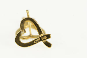 10K Diamond Inset Criss Cross Heart Love Stud Earrings Yellow Gold