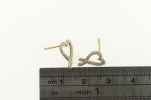 Load image into Gallery viewer, 10K Diamond Inset Criss Cross Heart Love Stud Earrings Yellow Gold
