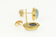 Load image into Gallery viewer, 10K Oval Opal Chip Inlay Doublet Vintage Stud Earrings Yellow Gold