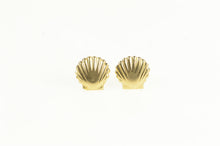 Load image into Gallery viewer, 14K Scallop Sea Shell Ocean Motif Stud Earrings Yellow Gold