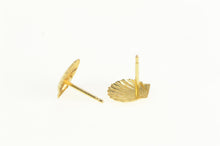 Load image into Gallery viewer, 14K Scallop Sea Shell Ocean Motif Stud Earrings Yellow Gold