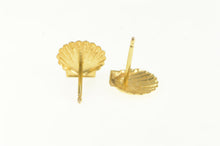 Load image into Gallery viewer, 14K Scallop Sea Shell Ocean Motif Stud Earrings Yellow Gold