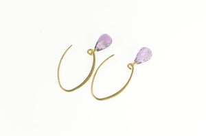 14K Amethyst Faceted Drop Dangle Hook Vintage Earrings Yellow Gold
