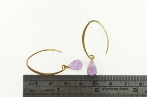 14K Amethyst Faceted Drop Dangle Hook Vintage Earrings Yellow Gold