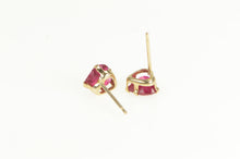 Load image into Gallery viewer, 10K Heart Syn. Ruby Vintage Valentine Stud Earrings Yellow Gold