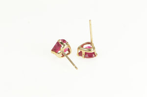 10K Heart Syn. Ruby Vintage Valentine Stud Earrings Yellow Gold