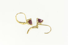 Load image into Gallery viewer, 14K Trillion Ruby Solitaire Lever Back Vintage Earrings Yellow Gold