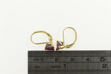 Load image into Gallery viewer, 14K Trillion Ruby Solitaire Lever Back Vintage Earrings Yellow Gold