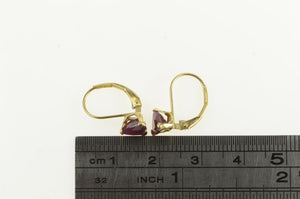 14K Trillion Ruby Solitaire Lever Back Vintage Earrings Yellow Gold