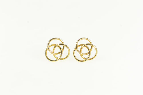 14K Interlocking Circle Vintage Trinity Stud Earrings Yellow Gold
