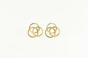 14K Interlocking Circle Vintage Trinity Stud Earrings Yellow Gold