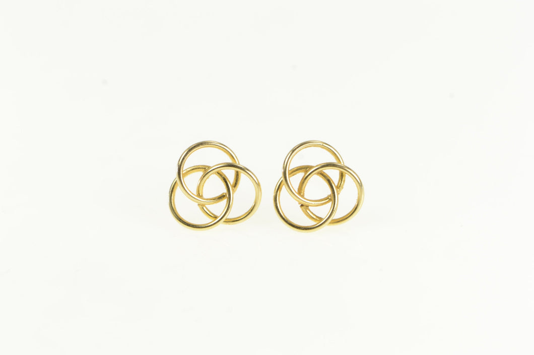 14K Interlocking Circle Vintage Trinity Stud Earrings Yellow Gold