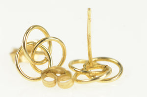 14K Interlocking Circle Vintage Trinity Stud Earrings Yellow Gold
