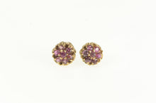 Load image into Gallery viewer, 14K Vintage Ruby Flower Round Cluster Stud Earrings Yellow Gold