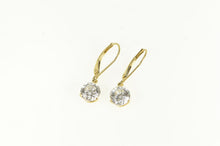 Load image into Gallery viewer, 14K Round Solitaire Classic Vintage CZ Dangle Earrings Yellow Gold