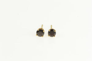 14K Garnet Round Solitaire Classic Vintage Stud Earrings Yellow Gold