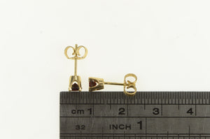 14K Garnet Round Solitaire Classic Vintage Stud Earrings Yellow Gold