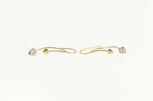 Load image into Gallery viewer, 14K Heart Fringe Dangle Curved Bar CZ Earrings Yellow Gold