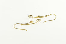Load image into Gallery viewer, 14K Heart Fringe Dangle Curved Bar CZ Earrings Yellow Gold