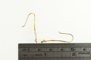 14K Heart Fringe Dangle Curved Bar CZ Earrings Yellow Gold