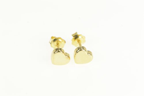 14K Candy Heart Valentine Love Symbol Stud Earrings Yellow Gold