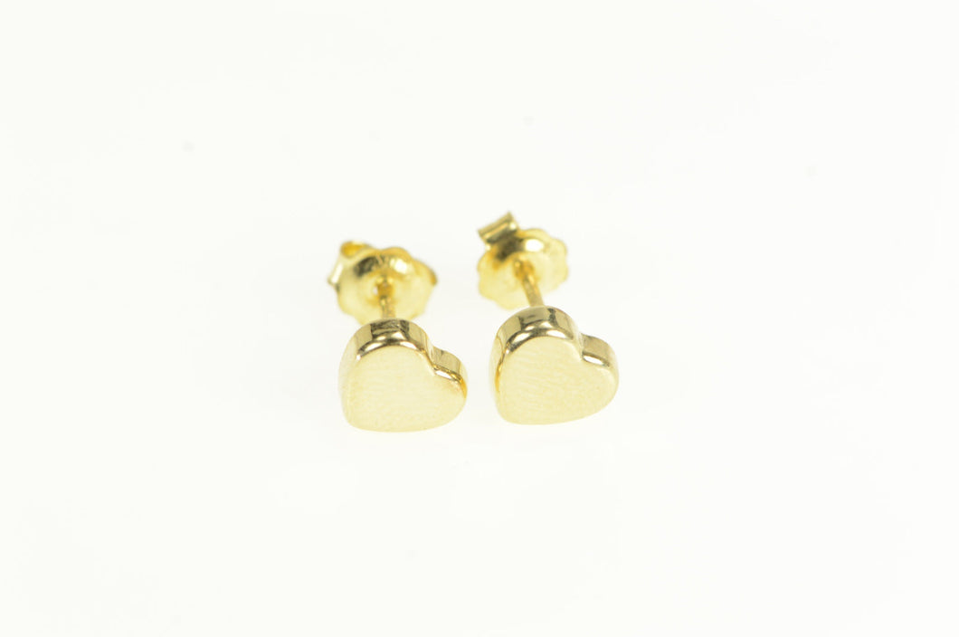 14K Candy Heart Valentine Love Symbol Stud Earrings Yellow Gold