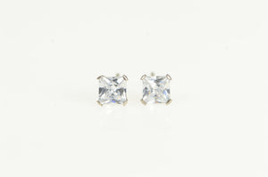 10K Square Classic CZ Solitaire Vintage Stud Earrings White Gold