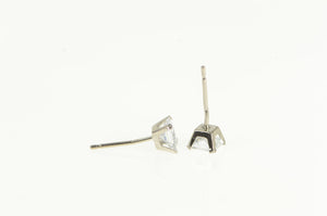 10K Square Classic CZ Solitaire Vintage Stud Earrings White Gold