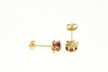 Load image into Gallery viewer, 14K Round Classic Solitaire Syn. Ruby Stud Earrings Yellow Gold