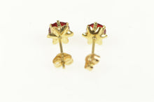 Load image into Gallery viewer, 14K Round Classic Solitaire Syn. Ruby Stud Earrings Yellow Gold