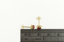 Load image into Gallery viewer, 14K Round Classic Solitaire Syn. Ruby Stud Earrings Yellow Gold