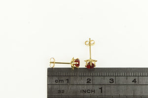 14K Round Classic Solitaire Syn. Ruby Stud Earrings Yellow Gold