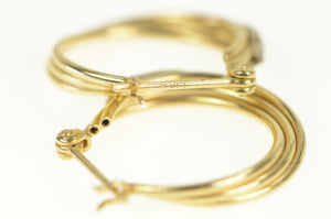 14K Diamond Twist Design Vintage Statement Hoop Earrings Yellow Gold