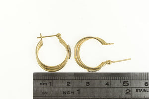 14K Diamond Twist Design Vintage Statement Hoop Earrings Yellow Gold